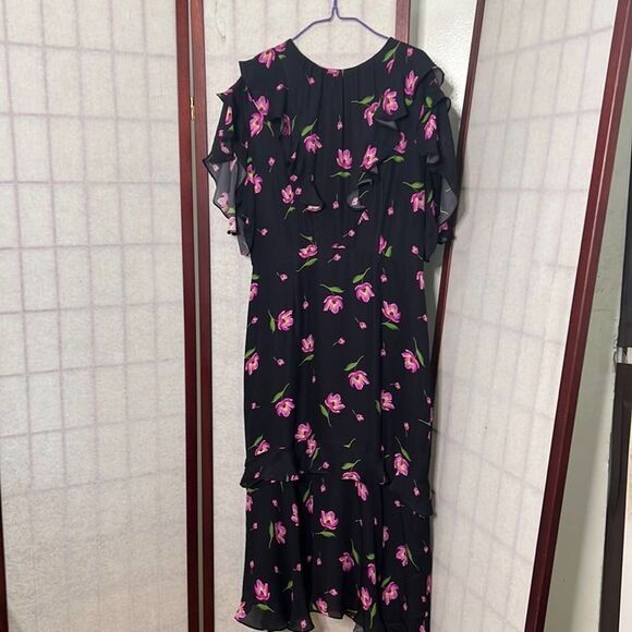 MILLY GIA DRESS IN BLACK & PINK SIZE 10 - Picture 2 of 10